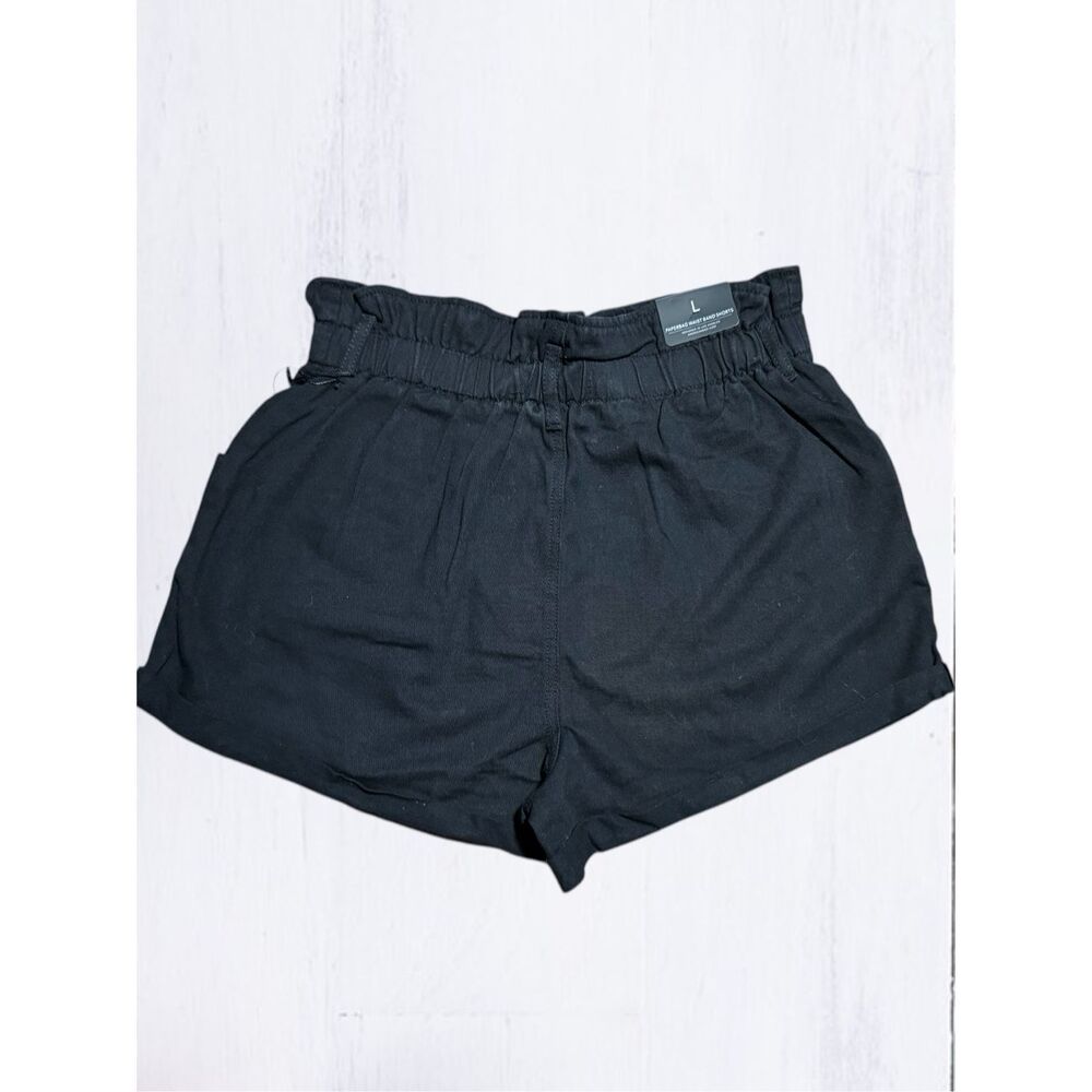 American Bazi Black High Rise Paper Bag Shorts Size Large NWT - Picture 9 of 9